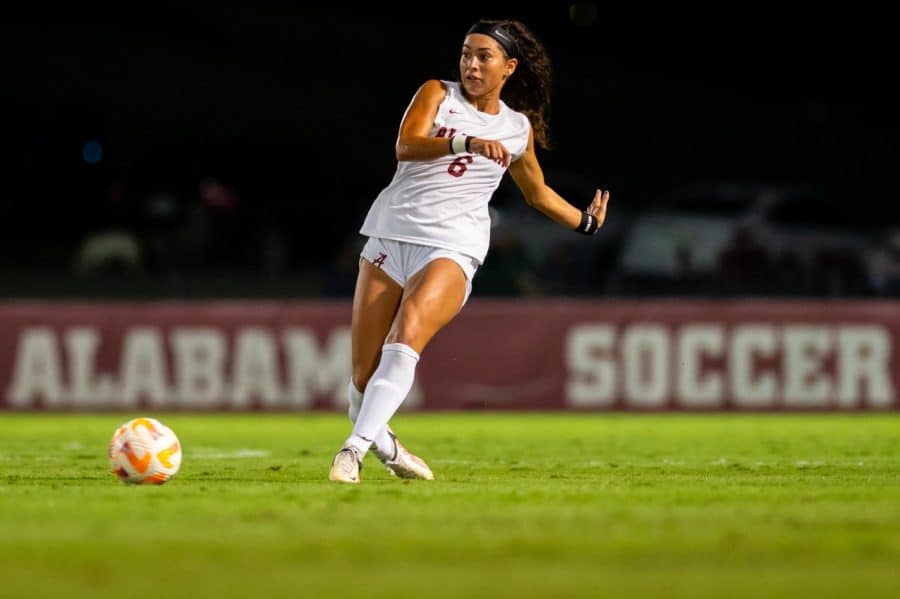 Sleeves up: Sasha Pickard is a force to be reckoned with on Alabama’s fearsome back line