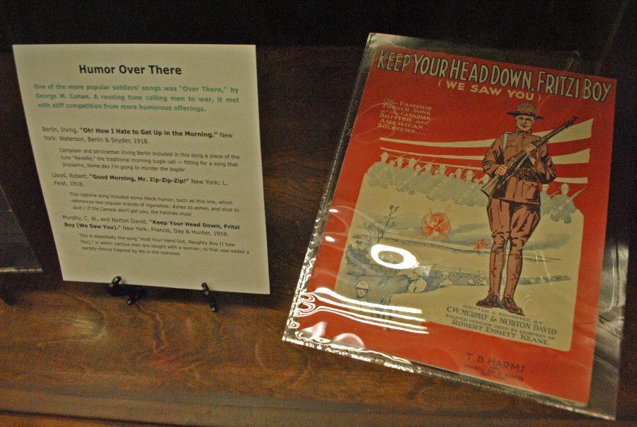 WWI music scores on display in Hoole Library