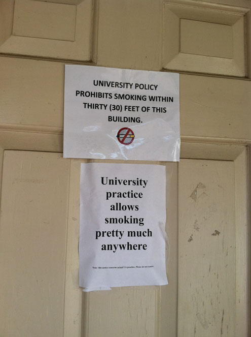 Campus-wide smoking ban not realistic for UA