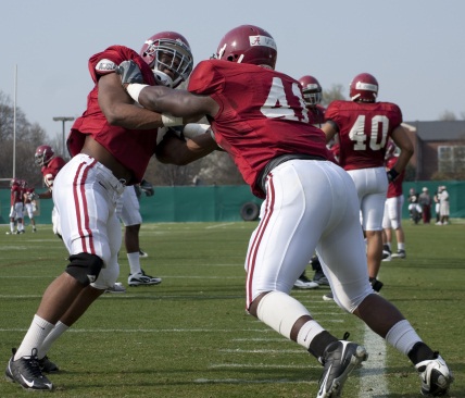 Tide holds first full-pad practice