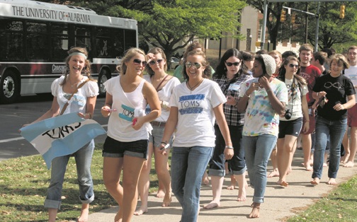 Students walk barefoot for a cause