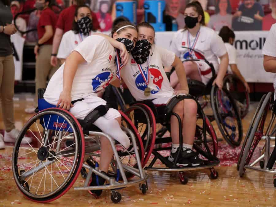 The+Alabama+womens+wheelchair+basketball+team+celebrates+winning+the+NWBA+Collegiate+Wheelchair+National+Championship+for+the+2020-2021+season.