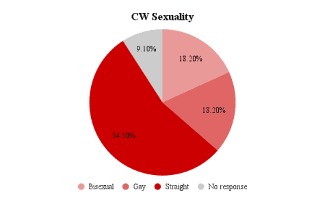 This chart illustrates the sexual orientations of the CW staff.