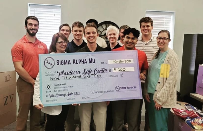 Sigma Alpha Mu raised $9,000 for the Tuscaloosa SAFE Center through its Sammy SAFE Box initiative. 