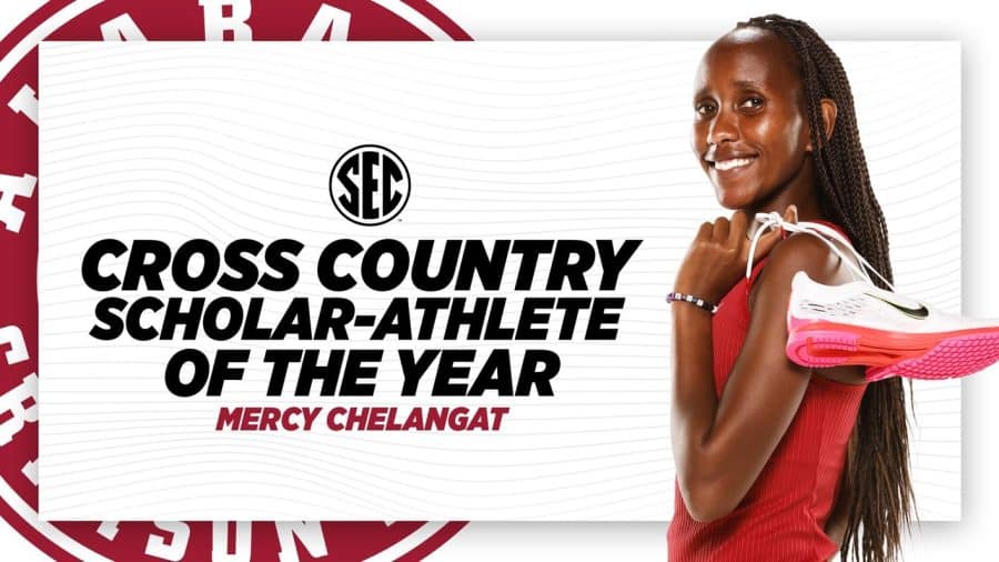 An+infographic+with+a+photo+of+Mercy+Chelangat+that+says+SEC+cross+country+scholar-athlete+of+the+year+Mercy+Chelangat.
