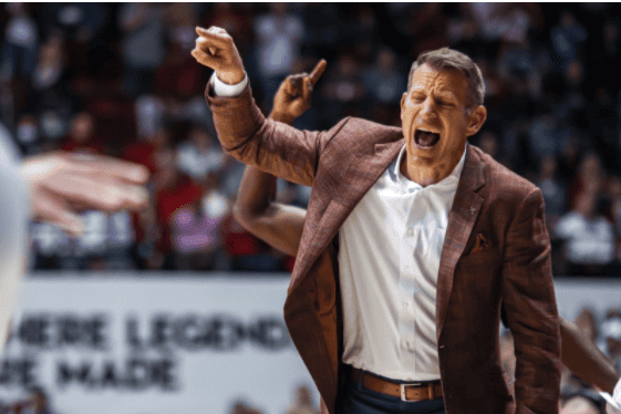 Alabama head coach Nate Oats shows emotion in the Crimson Tide’s 66-55 home loss to Kentucky on Feb. 5, 2022. 