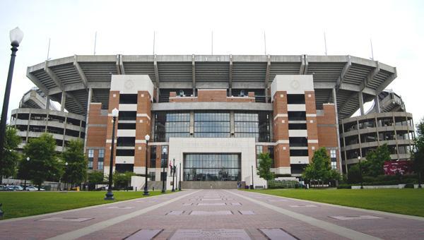 An external view of Bryant-Denny Stadium, home of the Alabama Crimson Tide football team