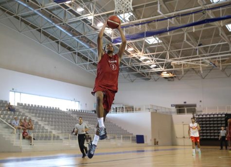 Alabama guard Rylan Griffen (3) soars for a dunk in the Crimson Tides 108-64 victory over Spain Select on August 8 in Barcelona, Spain.