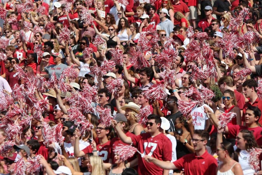 The+student+section+cheers+on+the+Alabama+football+team+in+their+game+against+the+University+of+Louisiana-Monroe+on+September+17+in+Tuscaloosa%2C+Ala.+