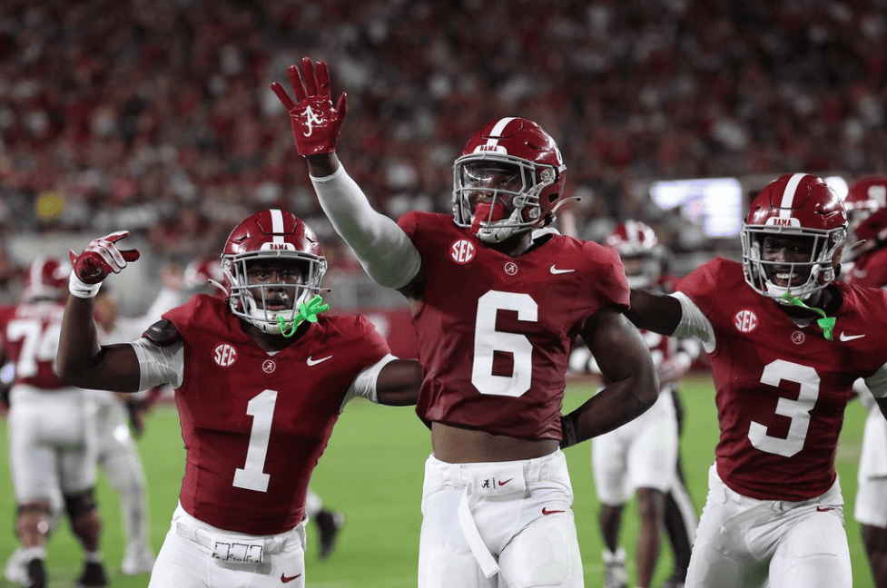 Alabama+defensive+backs+Kool-Aid+McKinstry+%28%231%29%2C+Terrion+Arnold+%28%233%29+and+Jaylen+Key+%28%236%29+celebrates+Key%E2%80%99s+interception+with+teammates+in+a+game+vs.+Middle+Tennessee+on+Sept.+2+at+Bryant-Denny+Stadium+in+Tuscaloosa%2C+Ala.+Key+was+one+of+five+transfers+Alabama+added+this+offseason.%0A%0A