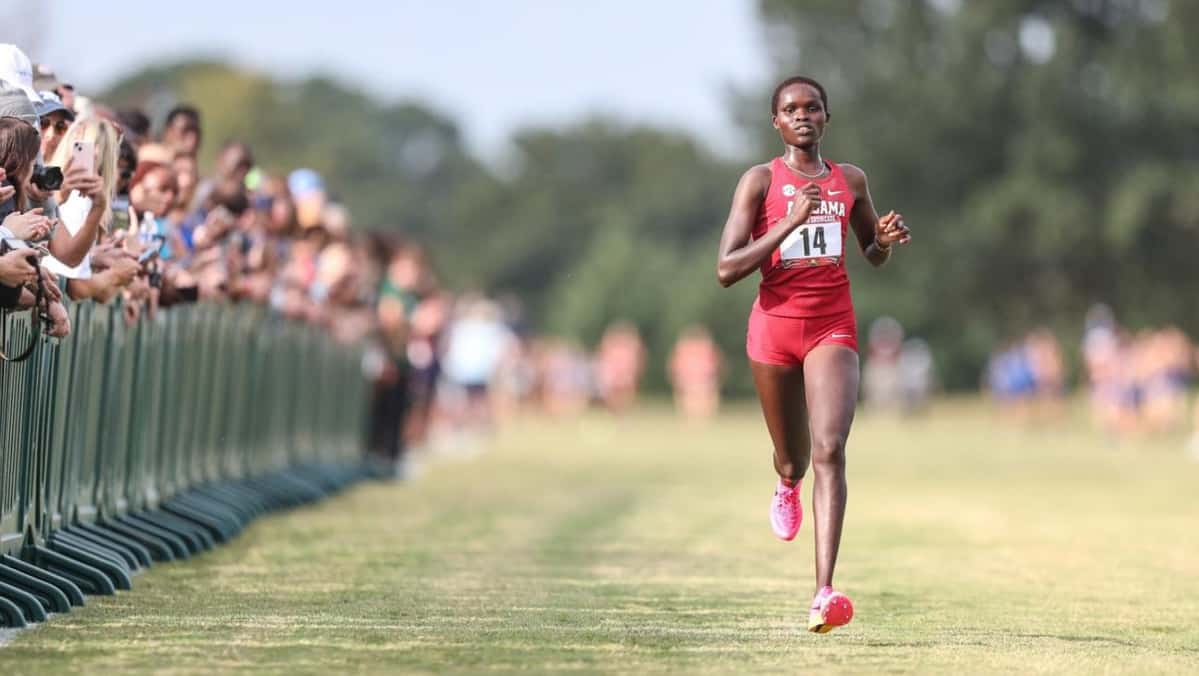 Alabama cross-country runner Doris Lemngole participating in the Southern Showcase on Sept. 15 in Huntsville, Ala.