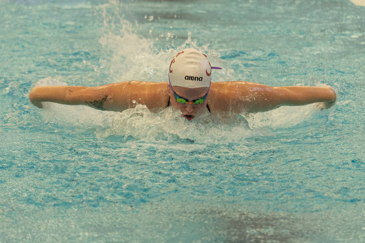 Alabama swimmer Laci Black in action against Delta State on Sept. 29 at Alabama Aquatic Center and Don Gambril Olympic Pool in Tuscaloosa, Ala.