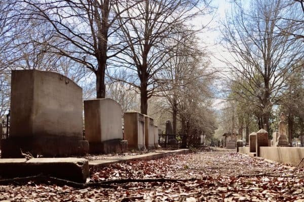 The Evergreen Cemetery located behind Bryant-Denny Stadium.