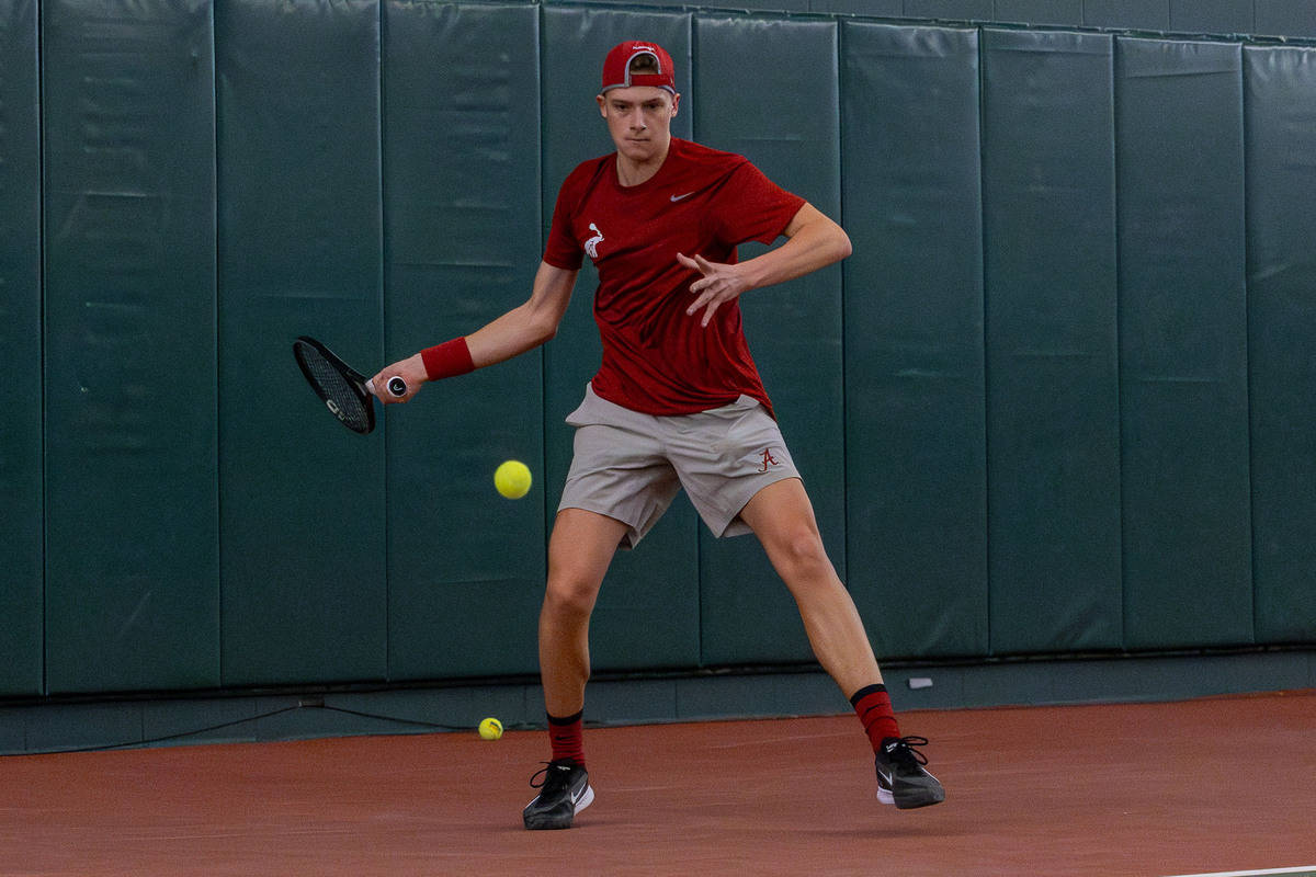 Alabama tennis player Andrii Zimnokh competed in the matches on Feb. 3 in Tuscaloosa, Ala.