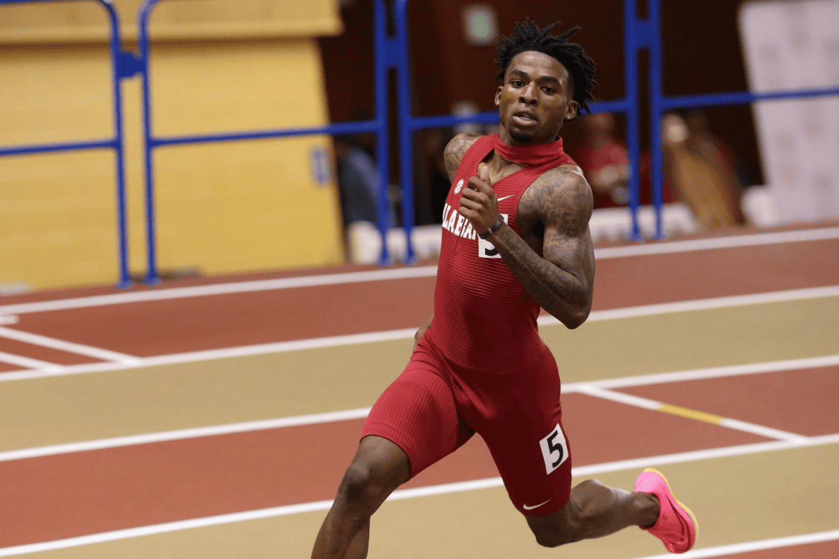 Alabama track and fielder Khaleb McRae clocks the fastest time in the world for the 400-meter on Feb. 3 in Albuquerque, NM.