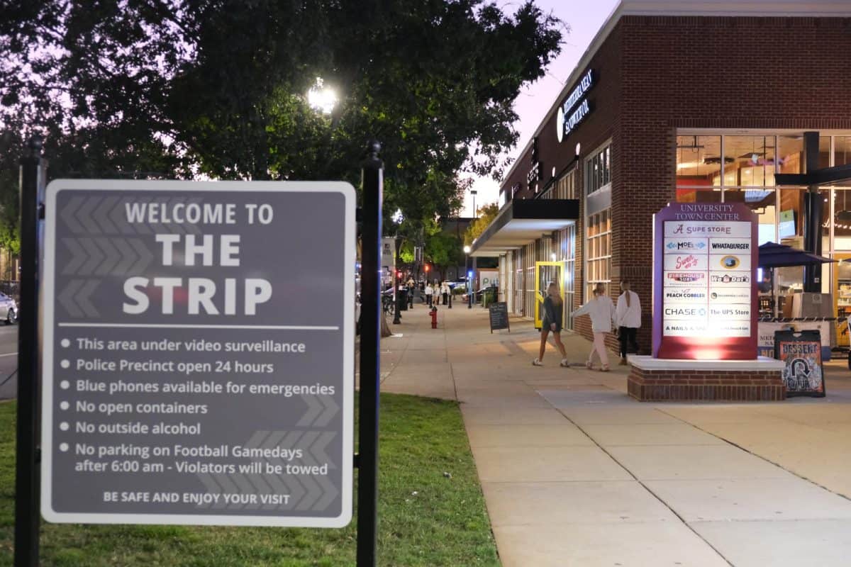 The Strip is located on University Boulevard and features many businesses frequented by UA students.