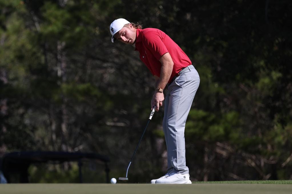 Alabama Golfer Jonathan Griz in action at the Watersound Invitational at Sharks Tooth Golf Course in Panama City Beach, Florida on Feb. 21.