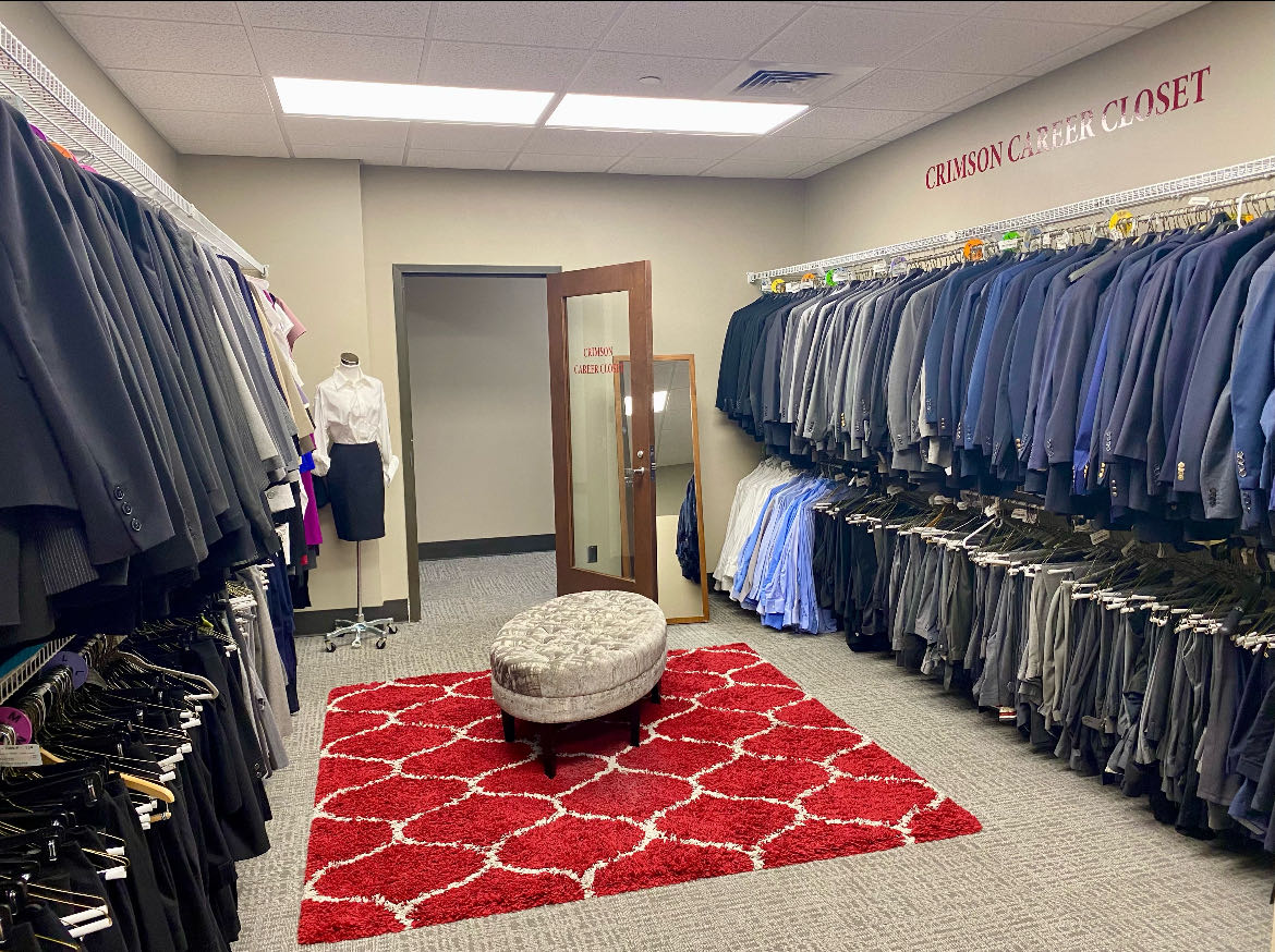 Located on the third floor of the Student Center, the Crimson Career Closet offers free business clothes rentals for students.