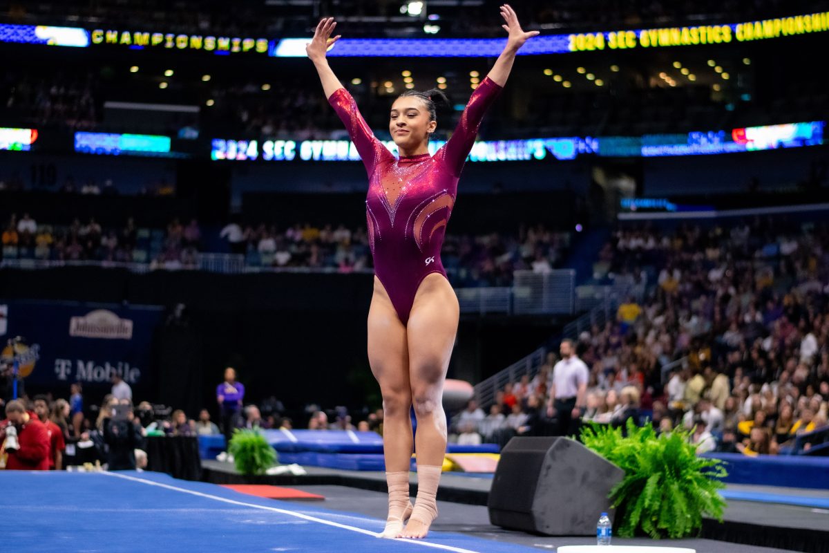 Former Alabama gymnast competes at the gymnastics SEC Championship on March 23.