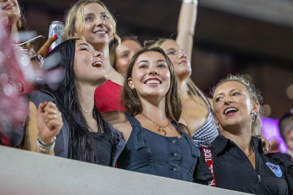 Alabama students cheer during the game against Western Kentucky.