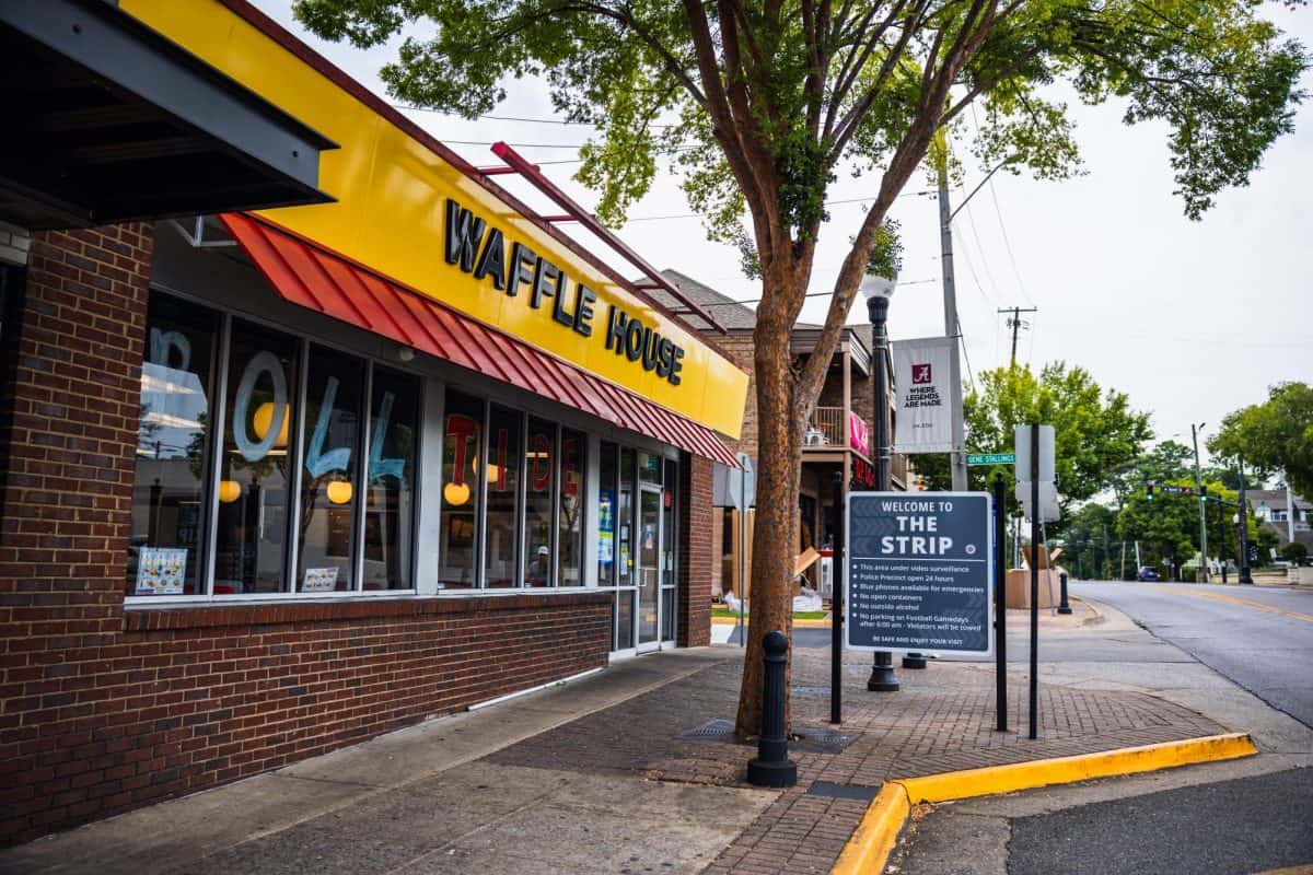 Waffle House is located at the end of the Strip.