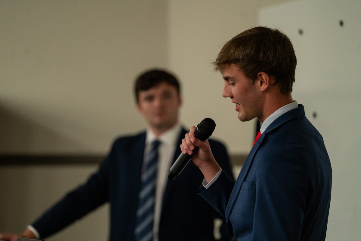 A student speaks during the Common Ground debate.