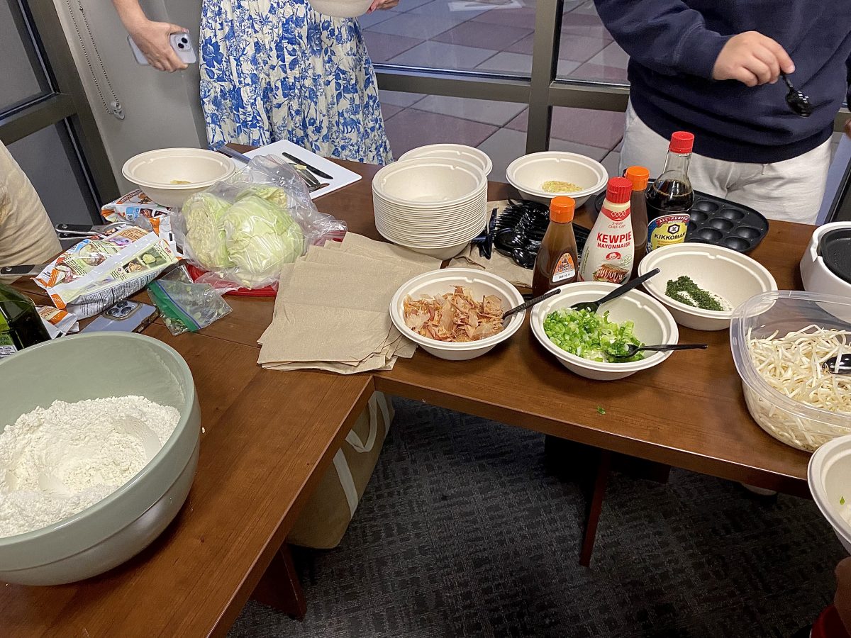 The Japanese Language and Culture Society held an okonomiyaki cooking workshop on Tuesday.