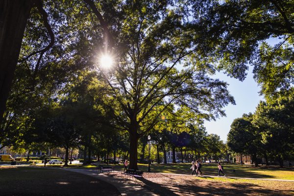 Students walk through the Quad.