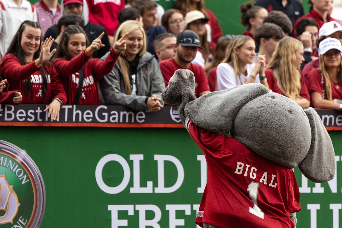 Big Al waves at fans at College Gameday. 