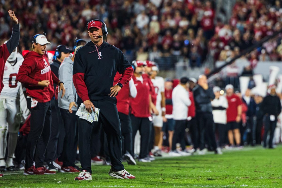 Alabama head coach Kalen DeBoer on the sideline of Alabama's game against Oklahoma on Nov. 23. 