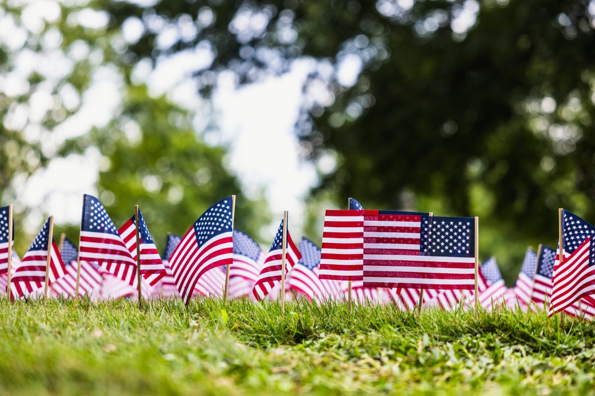 American flags line the Mound.