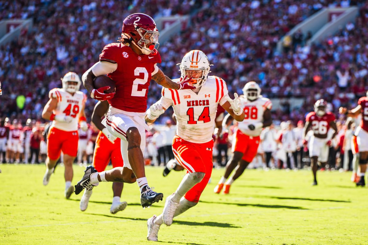 Alabama wide receiver Ryan Williams (#2) scores a touchdown. 