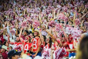 Alabama fans cheer in Saban Field at Bryant-Denny Stadium.