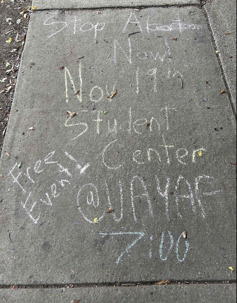 Chalking done by YAF to promote an event.