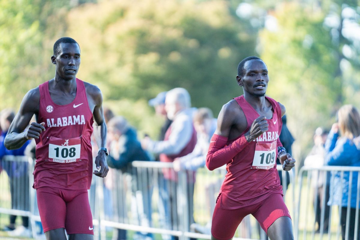 Dennis Kipruto (#109) and Victor Kiprop (#108) participate in the Crimson Class in Tuscaloosa, Alabama on Oct. 18. 