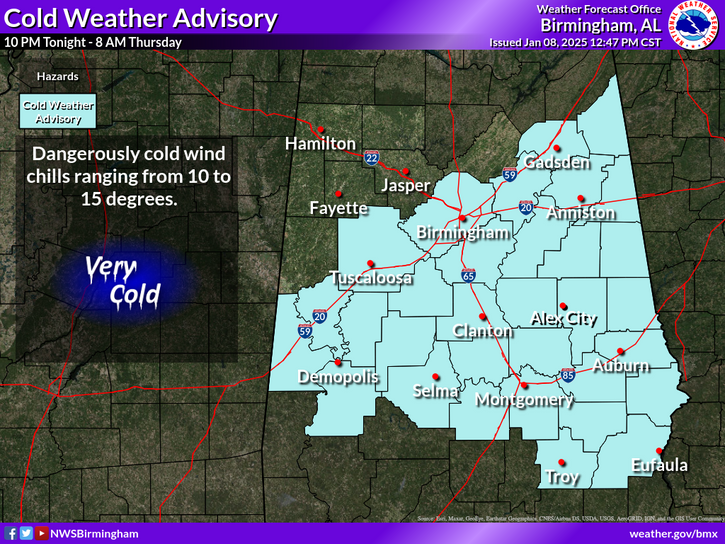 National Weather Service issues weather warnings to Tuscaloosa