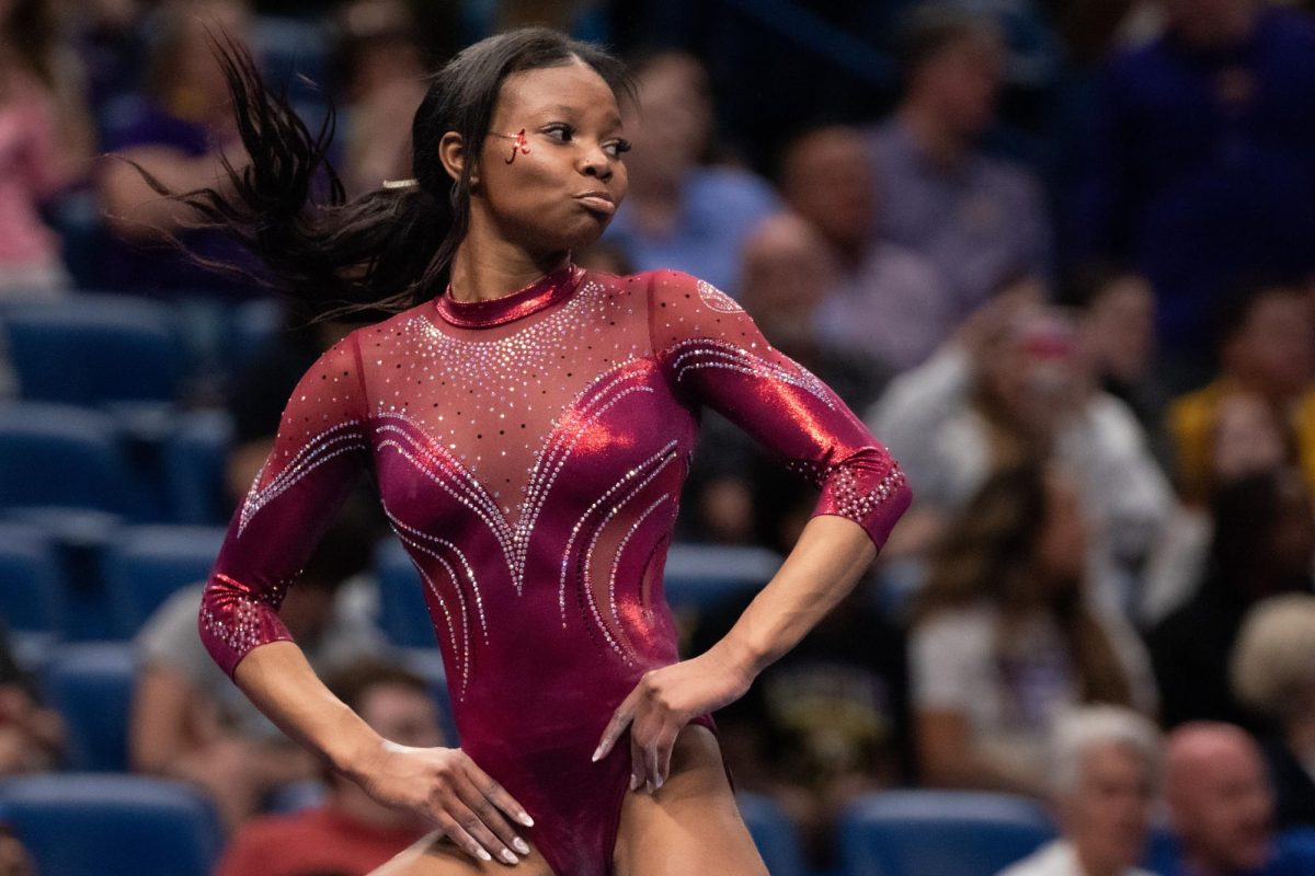 Alabama Gymnasts competes at 2023 SEC Championship. 