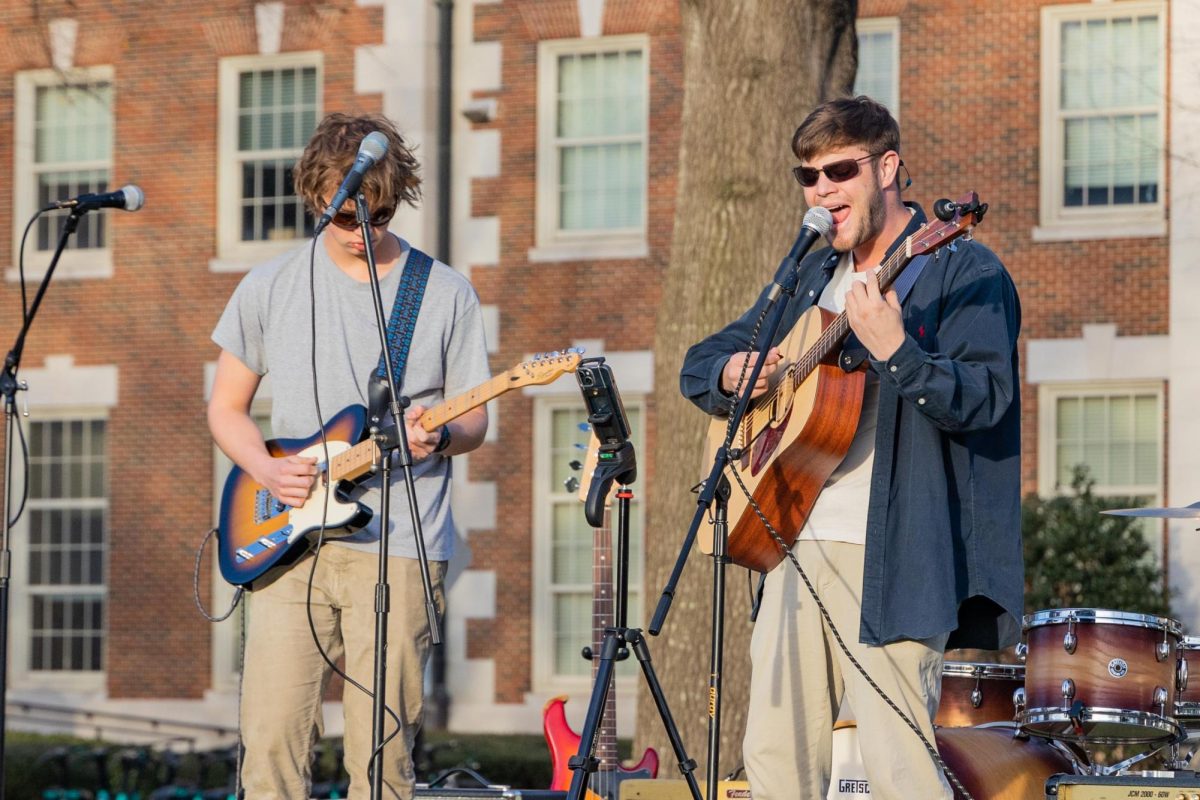 Band members play live music on the Quad at Rhythms for a Reason.