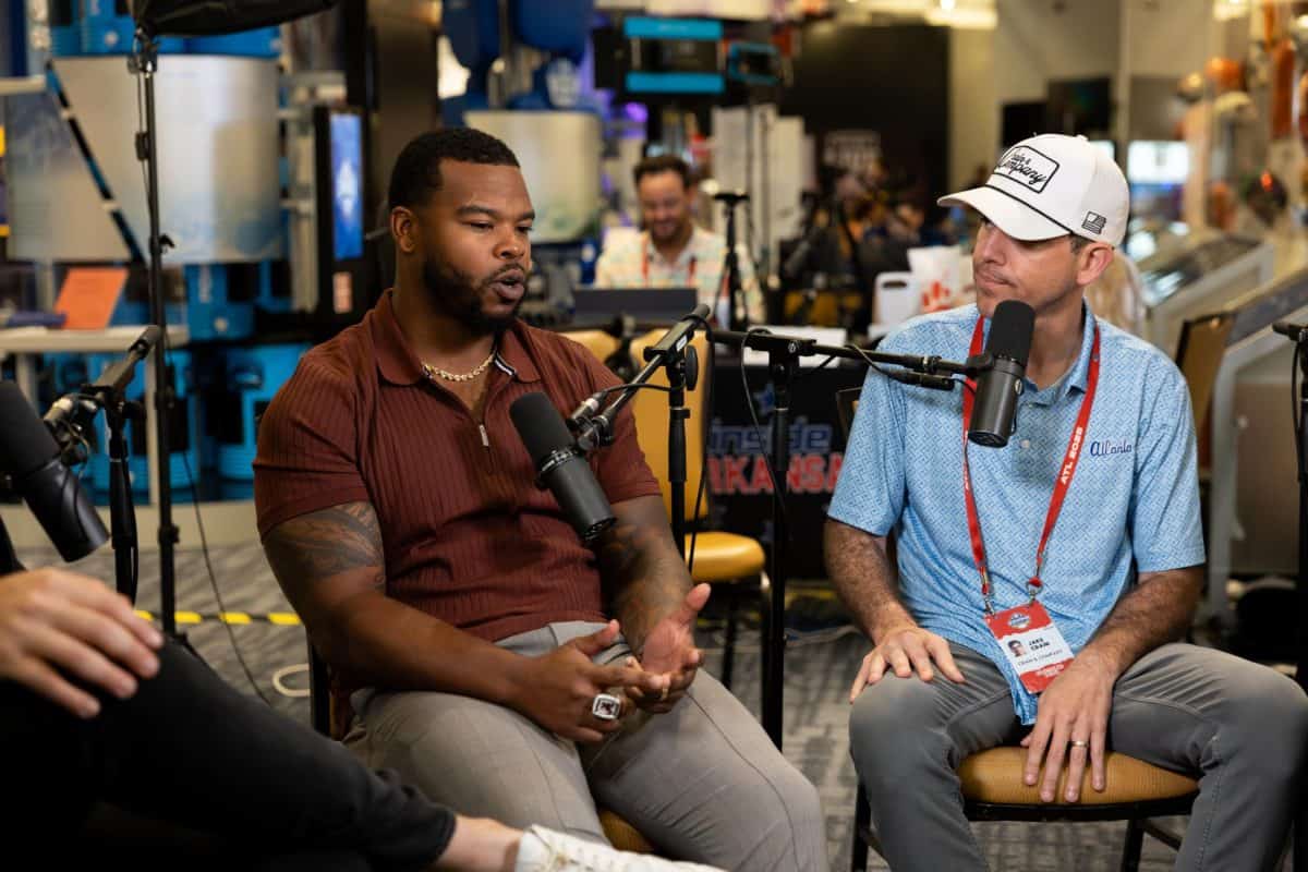 Former Alabama running back Damien Harris speaks to media during SEC Media Days in Atlanta,GA. 
