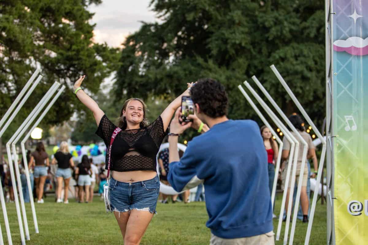 A student poses for a picture at Bama Jam 2025 on August 21.