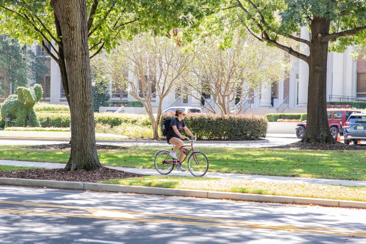 Some students choose to ride bikes or scooters on sidewalks.