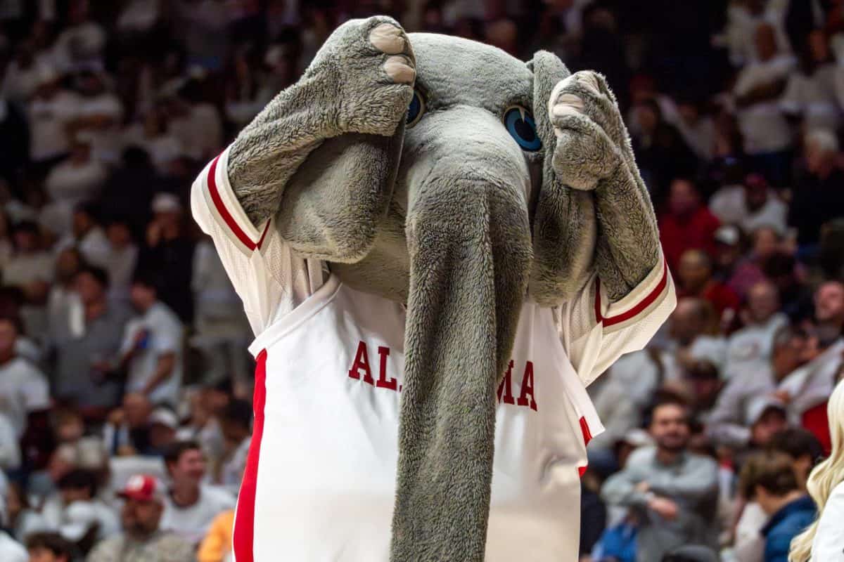 Big Al interacts with the crowd during the game versus Tennessee on Jan. 24, 2026.