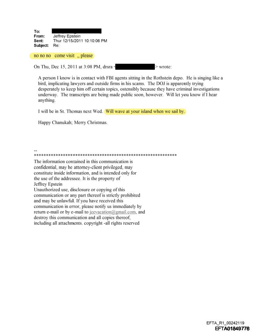 Island Email Beginning Highlighted