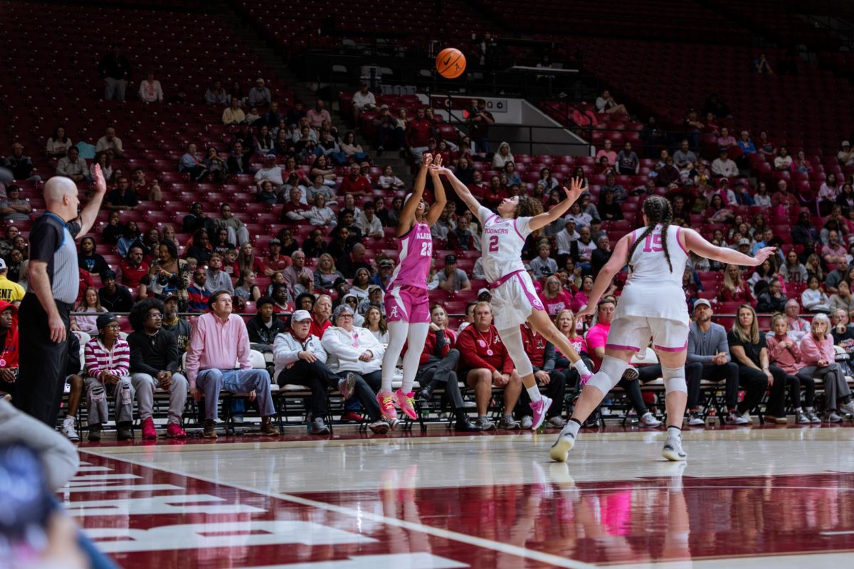 Alabama guard Jessica Timmons (#23) attempts a shot in the game versus Oklahoma on Feb. 15, 2026, in Coleman Coliseum. 