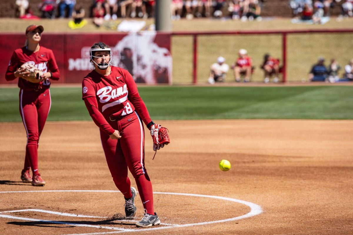 Alabama pitcher Kaitlyn Pallozzi (#18) pitches against North Dakota State on March 28, 2026.  