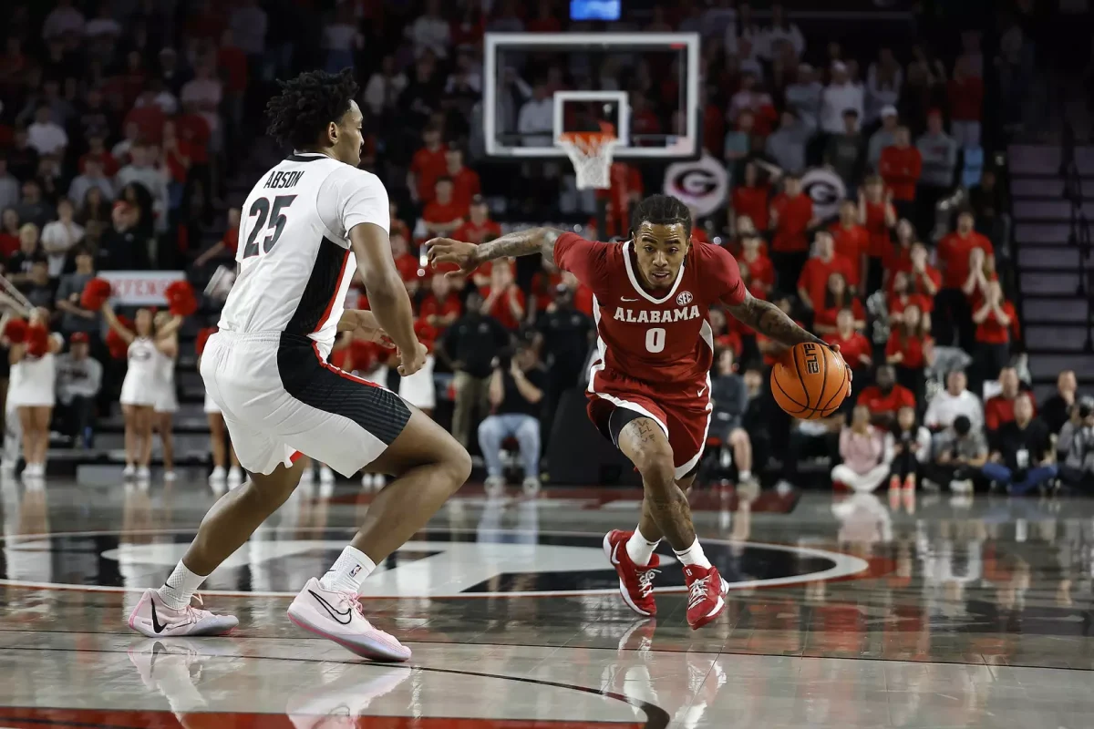 Alabama guard Labaron Philon (0) in action against Georgia at Stegeman Coliseum in Athens, GA on Tuesday, Mar 3, 2026.