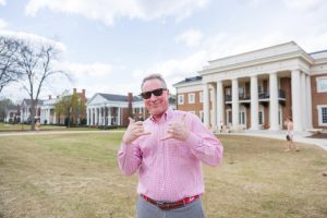 Kyle Hall poses in front of frat row on March 10, 2026.