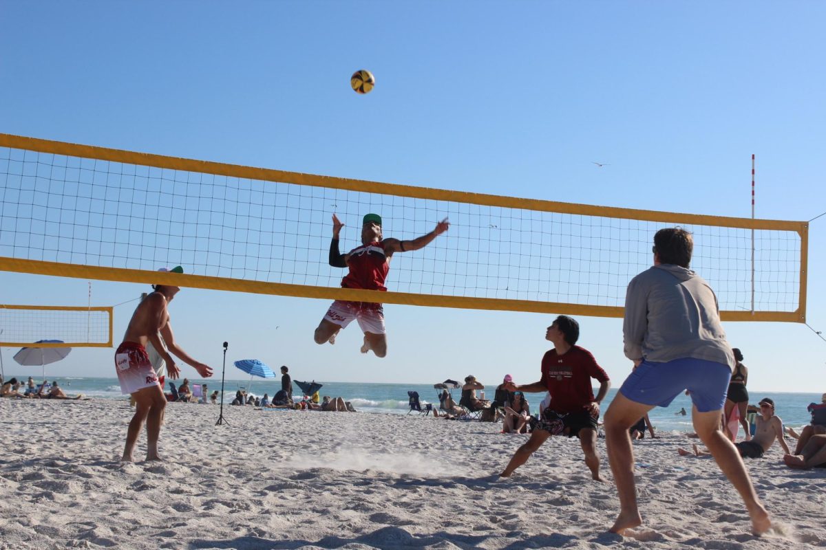 Alabama beach volleyball players in action at the Sunshine State Outdoor Volleyball Association’s national tournament in Bradenton, FL.