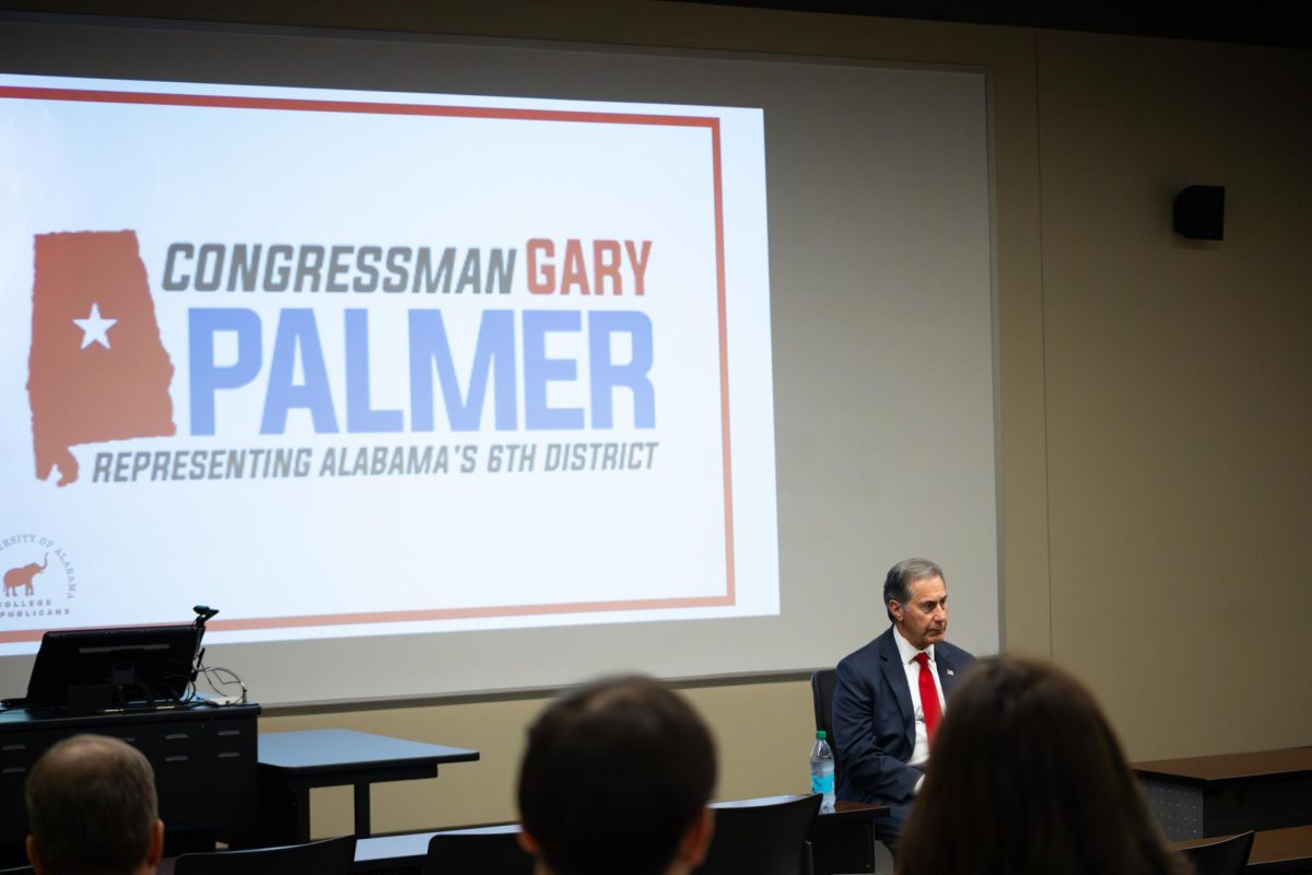 U.S. Congressman Gary Palmer speaks to the UA Republicans on April 8, 2026.