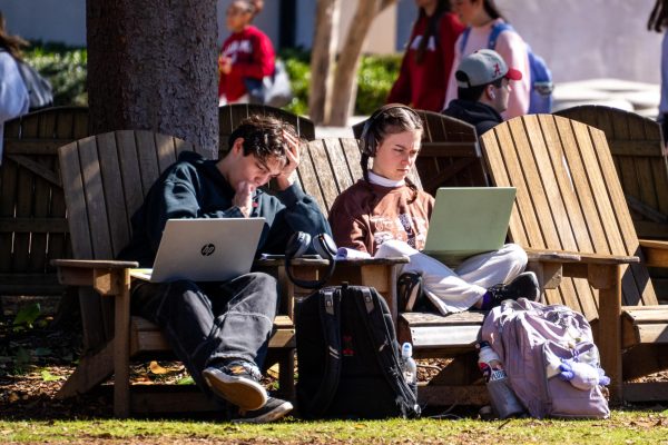 Students studying on the Quad on Feb. 12, 2026.